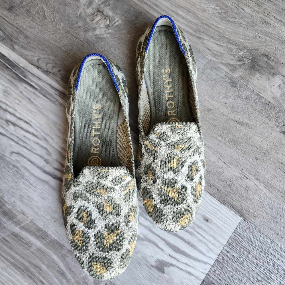 Rothy’s Women’s Size 8 Olive Green Smokespot Loafers Knit Slip On Flats